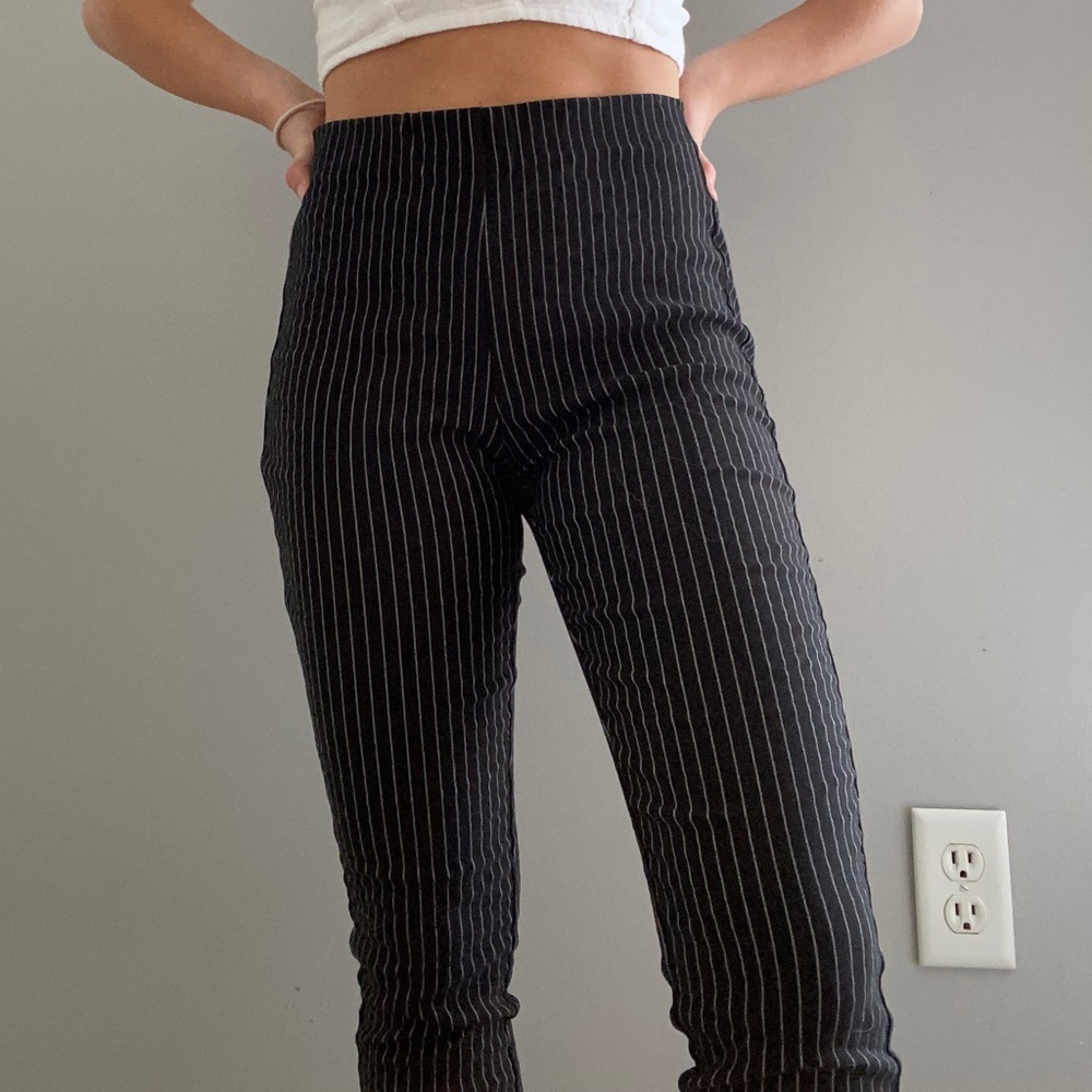black pin striped pants